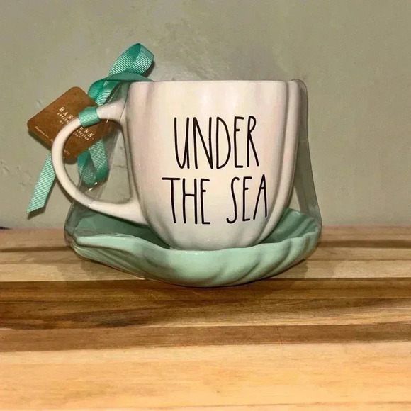 Rae Dunn Disney Collection Ceramic Teacup and Saucer. “The Little Mermaid” NWTS! - Picture 7 of 9